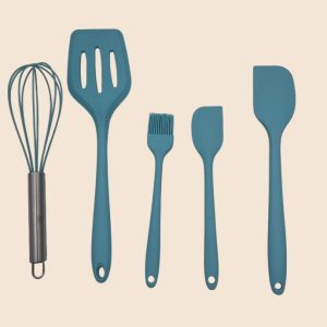 Home blue silicone kitchenware 5 piece set of kitchen cooking utensils sets